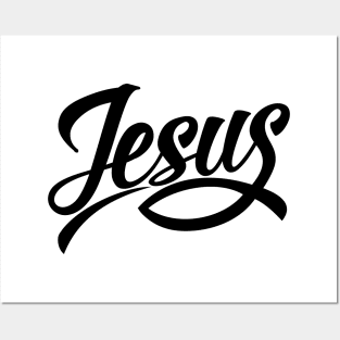 Lettering Jesus with the sign of the fish. Posters and Art